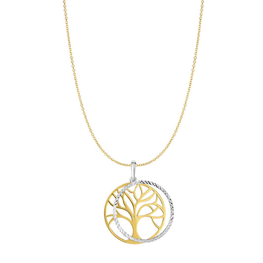 Two-tone Gold Diamond Cut/ Textured Novelty Fashion Necklace