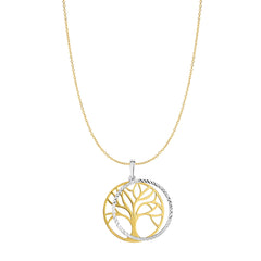Two-tone Gold Diamond Cut/ Textured Novelty Fashion Necklace
