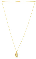 Yellow Gold Polished Gold & Gemstone Medallions Necklace