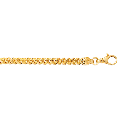 Yellow Gold Polished Semi-solid Square Franco Necklace