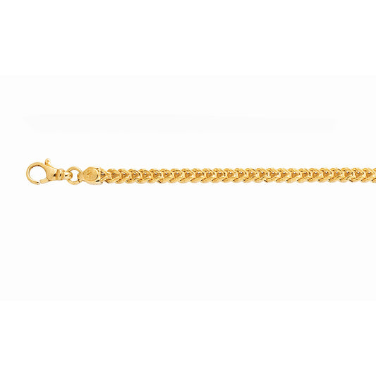 Yellow Gold Polished Semi-solid Square Franco Necklace