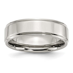 Chisel Stainless Steel Polished 7mm Ridged Edge Band