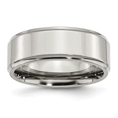 Chisel Stainless Steel Polished 8mm Ridged Edge Band