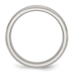 Chisel Stainless Steel Polished with Satin Center 6mm Ridged Edge Band