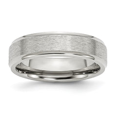 Chisel Stainless Steel Polished with Satin Center 6mm Ridged Edge Band