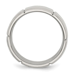 Chisel Stainless Steel Brushed and Polished Grooved 8mm Beveled Edge Band