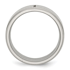 Chisel Stainless Steel Brushed and Polished Cross 8mm Ridged Edge Band