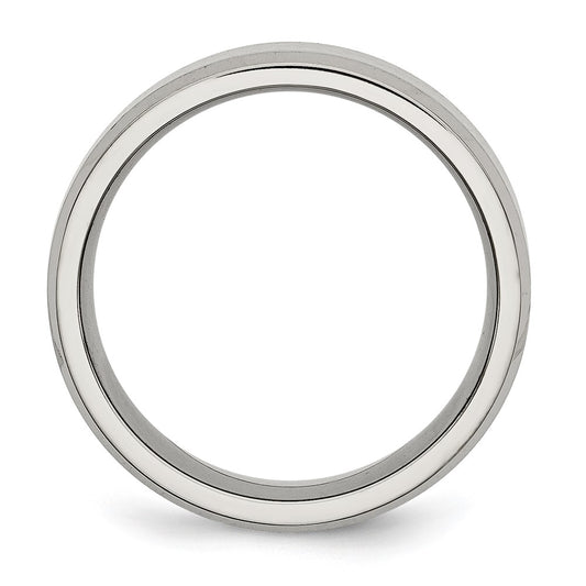 Chisel Stainless Steel Polished with Brushed Center 8mm Flat Beveled Edge Band