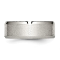 Chisel Stainless Steel Polished with Brushed Center 8mm Flat Beveled Edge Band