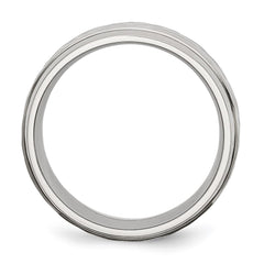 Chisel Stainless Steel Brushed Polished and Hammered 8mm Beveled Edge Band