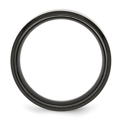 Chisel Stainless Steel Polished Black IP-plated with Brushed Center 8mm Beveled Edge Band