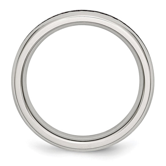 Chisel Stainless Steel Polished 4mm July Dark Pink CZ Ring