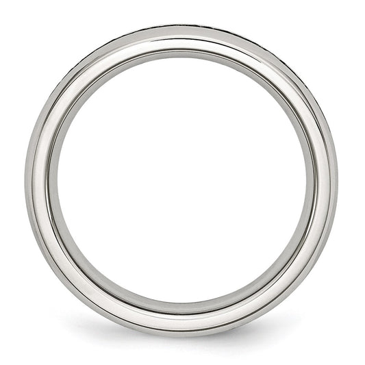 Chisel Stainless Steel Polished 4mm March Light Blue CZ Ring