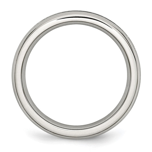 Chisel Stainless Steel Polished 4mm May Dark Green CZ Ring