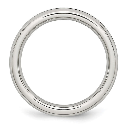 Chisel Stainless Steel Polished 4mm September Blue CZ Ring