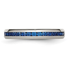 Chisel Stainless Steel Polished 4mm September Blue CZ Ring