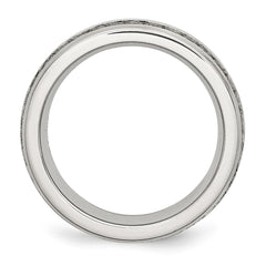 Chisel Stainless Steel Brushed with Double Row CZ 7mm Band