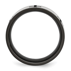 Chisel Stainless Steel Brushed and Polished Black IP-plated Crosses 7mm Band