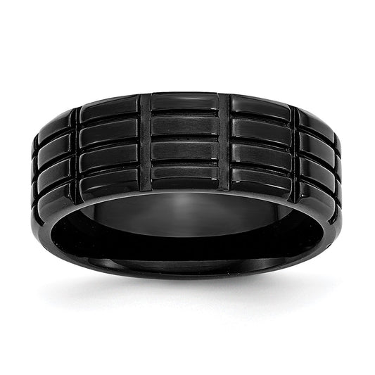 Chisel Stainless Steel Brushed Black IP-plated 8mm Grooved Band