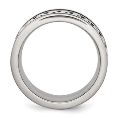Chisel Stainless Steel Brushed and Polished Black IP-plated Chain Inlay 10mm Band