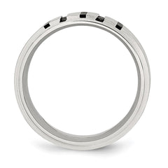 Chisel Stainless Steel Brushed Center Black IP-plated 1/6 Carat Diamond 9mm Band