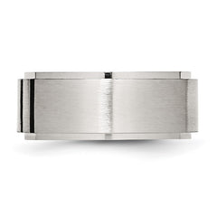 Chisel Stainless Steel Brushed Center Black IP-plated 1/6 Carat Diamond 9mm Band
