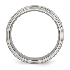 Chisel Stainless Steel Polished with Brushed Center 8mm Ridged Edge Band