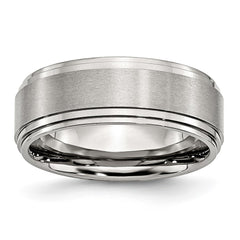 Chisel Stainless Steel Polished with Brushed Center 8mm Ridged Edge Band