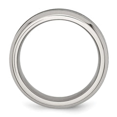 Chisel Stainless Steel Base with Brushed Black Ceramic Center Beveled Band
