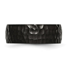 Stainless Steel Black IP-plated Hammered 8mm Band