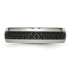 Chisel Stainless Steel Polished with Black Carbon Fiber Inlay 6mm Band