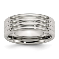 Chisel Stainless Steel Polished 8mm Grooved Band