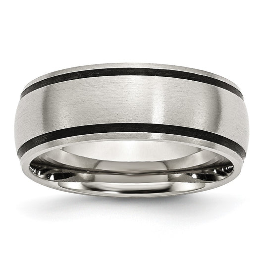 Chisel Stainless Steel Brushed with Black Rubber 8mm Band