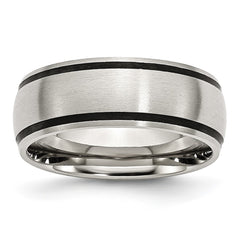 Chisel Stainless Steel Brushed with Black Rubber 8mm Band