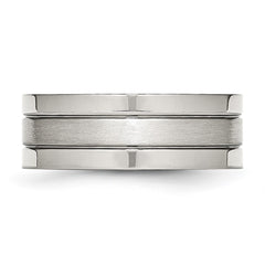 Chisel Stainless Steel Polished with Satin Center 8mm Grooved Band