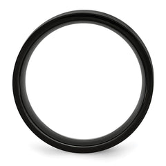 Chisel Stainless Steel Polished Black IP-plated 8mm Flat Band