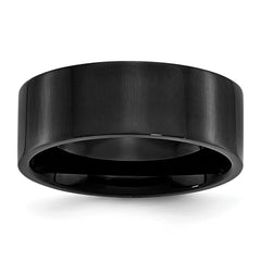 Chisel Stainless Steel Polished Black IP-plated 8mm Flat Band