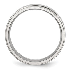 Chisel Stainless Steel Polished with Brushed Center 7mm Ridged Edge Band