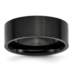Chisel Stainless Steel Brushed Black IP-plated 8mm Flat Band