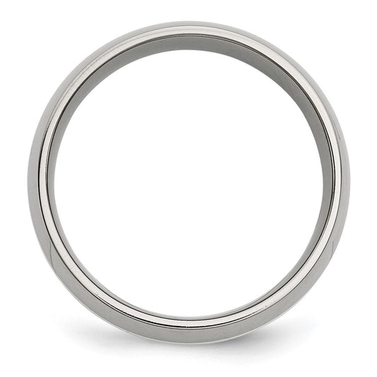Chisel Stainless Steel with Sterling Silver Inlay Polished 8mm Band