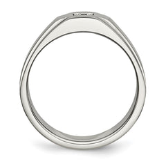 Chisel Stainless Steel Brushed and Polished with CZ Ring