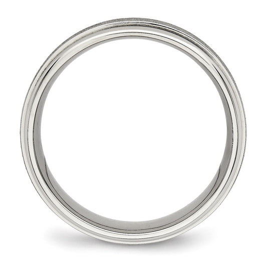 Chisel Stainless Steel Brushed and Polished 7mm Ridged Edge Band