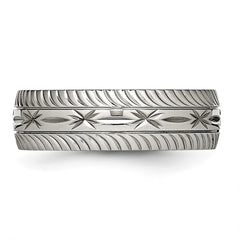 Chisel Stainless Steel Polished Diamond Cut 7mm Band