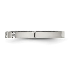 Chisel Stainless Steel Polished 3 Stone CZ 2.5mm Flat Band