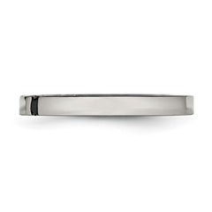 Chisel Stainless Steel Polished 3 Stone Black CZ 2.5mm Flat Band