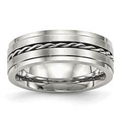 Chisel Stainless Steel Brushed and Polished Twisted 7mm Band