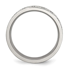 Chisel Stainless Steel Brushed with Engraved Trinity Symbol 6mm Band
