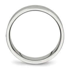 Chisel Stainless Steel Polished with Brushed Center CZ 6mm Grooved Band