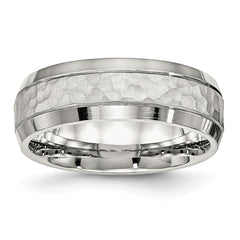 Chisel Stainless Steel Brushed Polished and Hammered 7.5mm Band