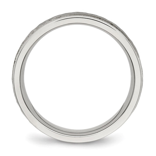 Chisel Stainless Steel Polished and Hammered 6mm Grooved Band
